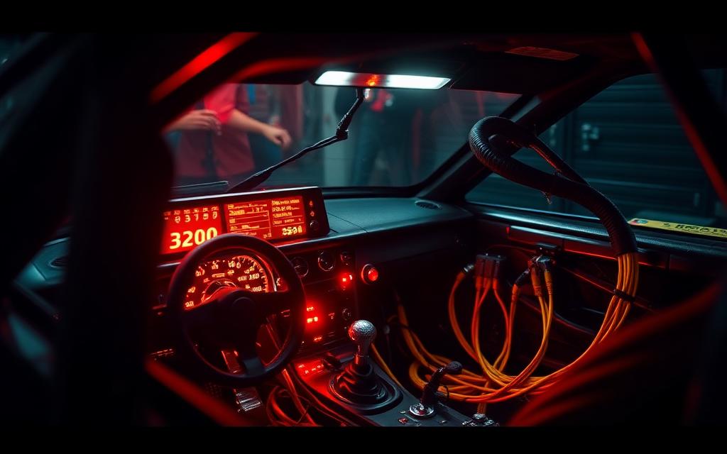 Race car digital dash and ECU wiring loom